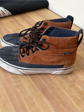 Vans Brown Suede and Navy High-Top Sneakers